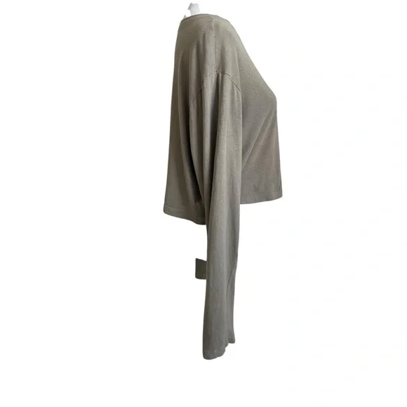 Set Active Womens Lot Of 2 Crop Long Sleeve T Shirt Sz Large Brown Tan Relaxed - Picture 7 of 16